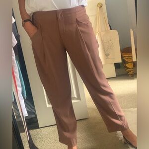 Silky high rise pleated trousers